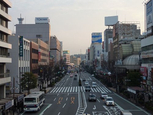The main street (chuo dori) of Oita City, Oita Prefecture