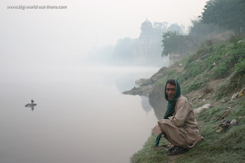 Old man by the Yamuna River