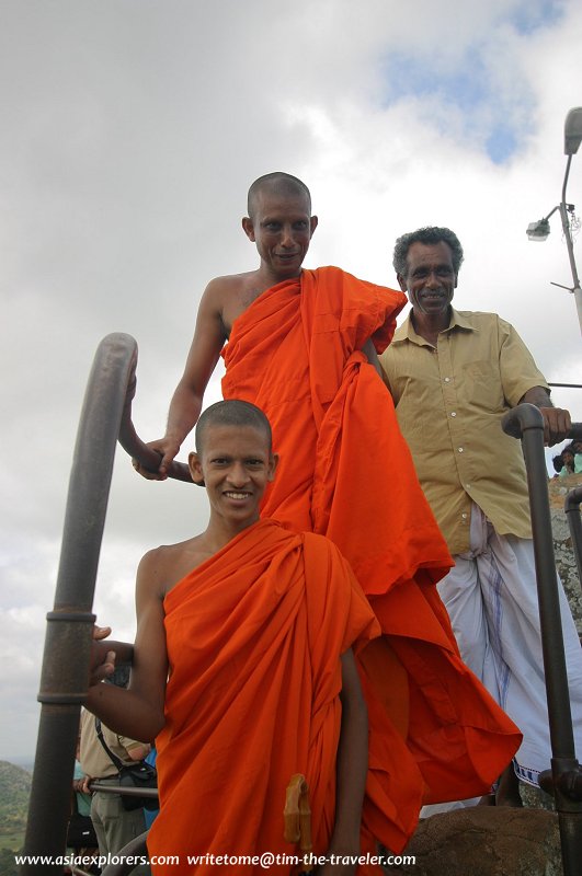 Sinhalese monks visiting Mihintale