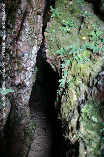 A narrow cave passage at Bukit Keluang
