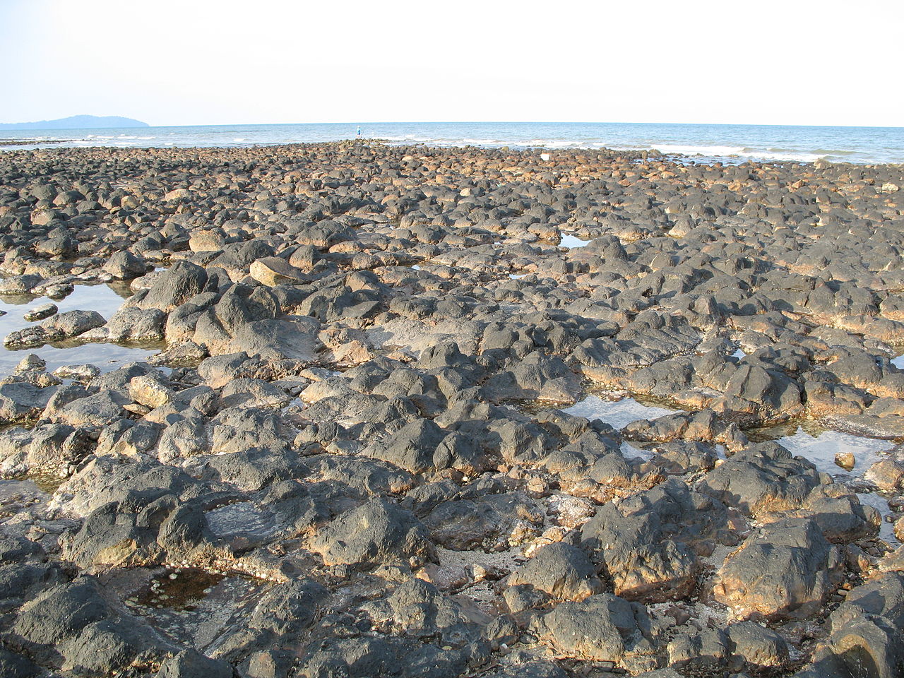 The rocky coastline of Batu Hitam in Beserah, Kuantan
