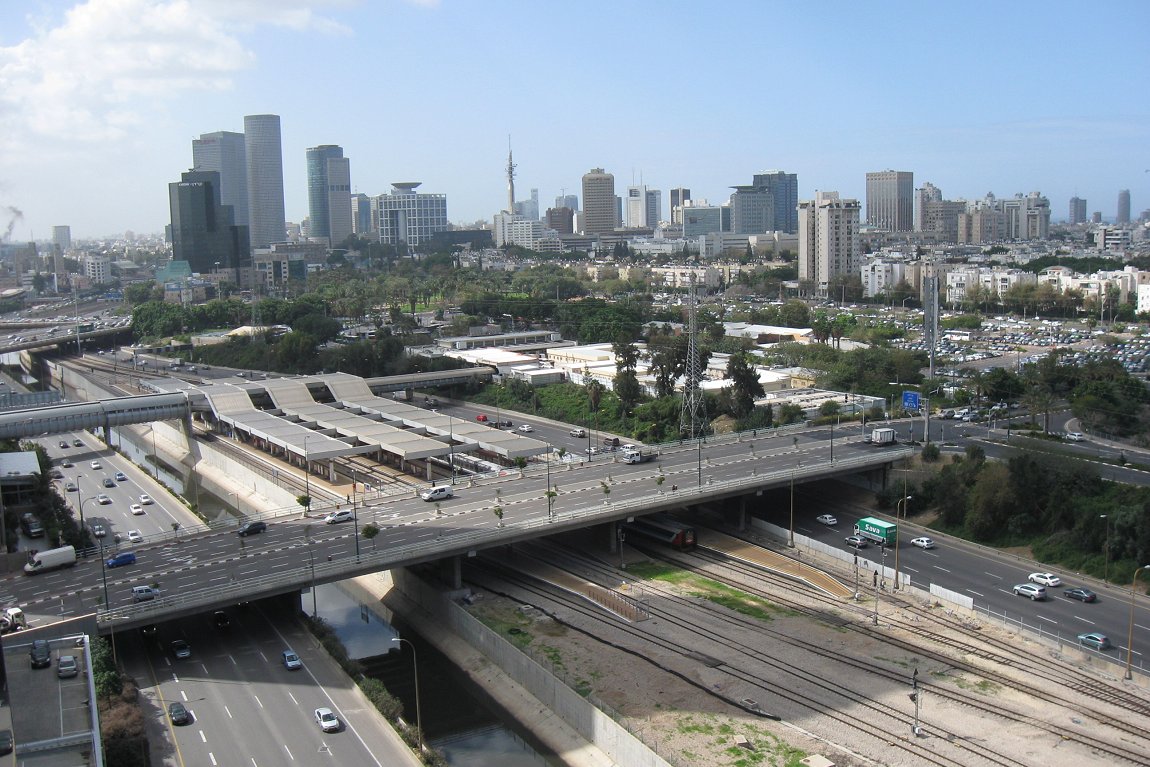 View of the A20 expressway in Tel Aviv, Israel