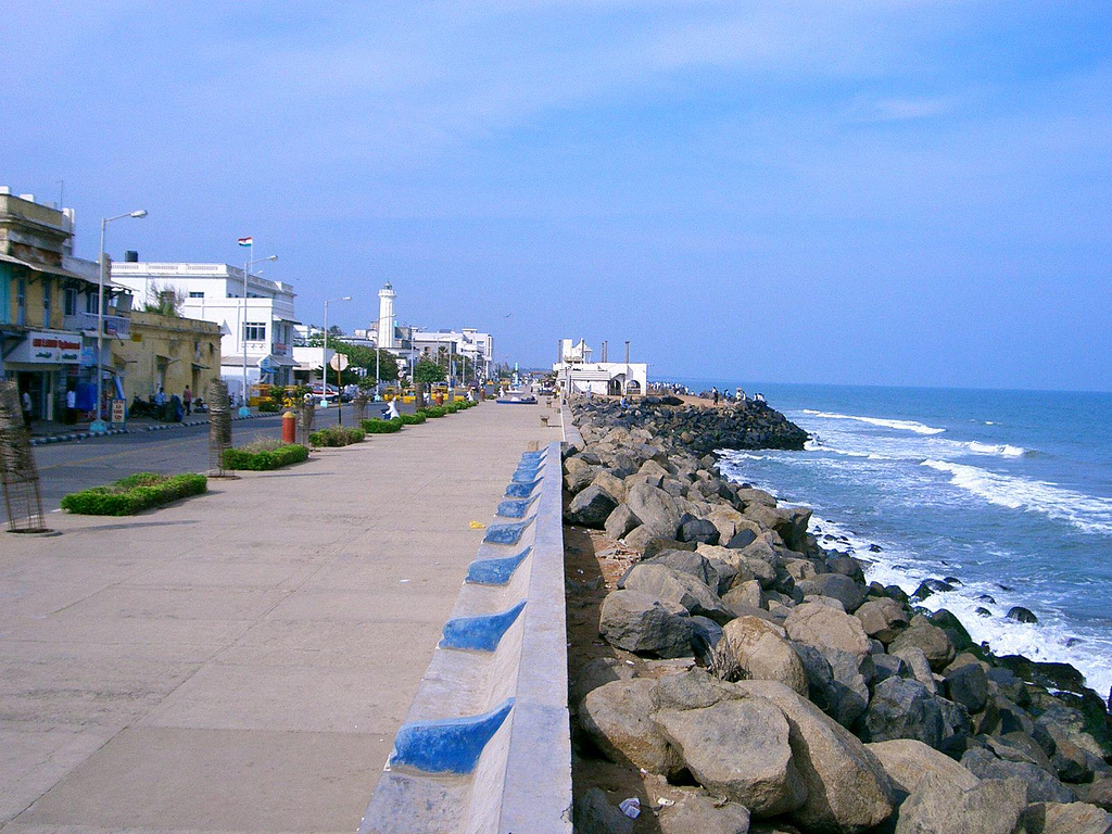 Beach promenade in Puducherry