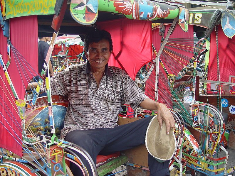 Becak driver, Bandung