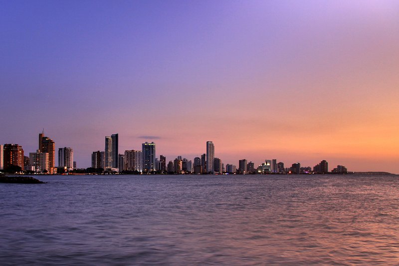 Sunset at Bocagrande in Cartagena, Colombia