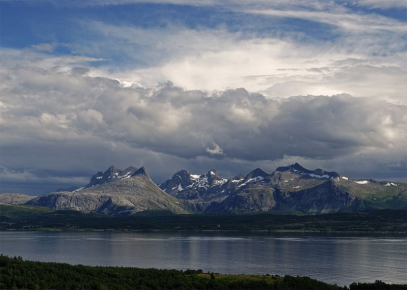 View of the Børvasstindan mountains in Bodø, Norway