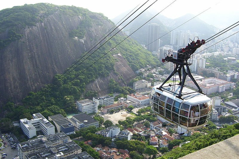 Cable car descending Morro da Urca