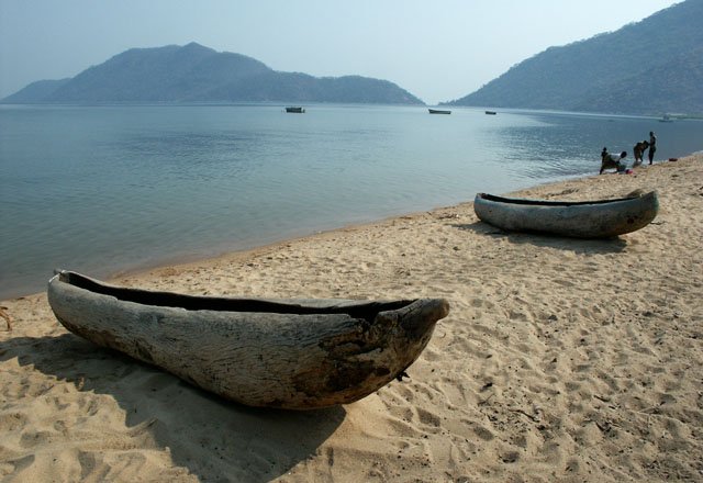 Canoes at Monkey Bay, Malawi