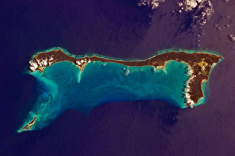 Satellite view of Cat Island, Bahamas