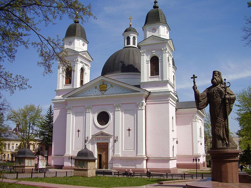 Cathedral and Statue of Gakmanu, the Metropolitan of Chernivtsi