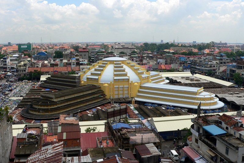 Aerial view of the Central Market, Phnom Penh