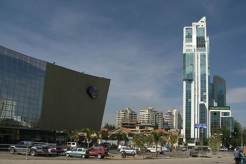 Cine Center (left) and Edificio Los Tiempos (right), in Cochabamba