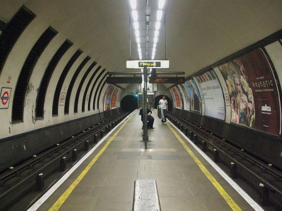 Platform of the Clapham North Tube Station