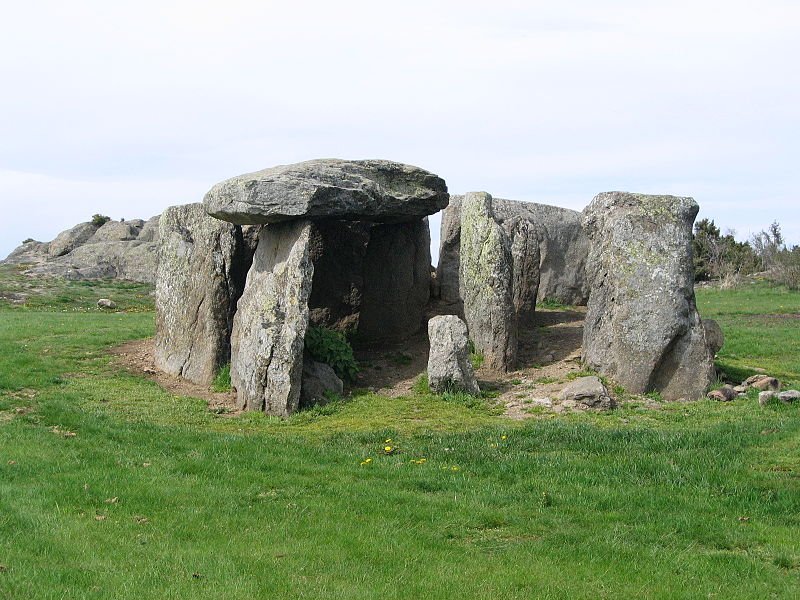 Cournols dolmen in a village in Auvergne