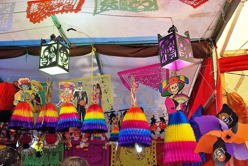 Day of the Dead decorations on sale in Mexico