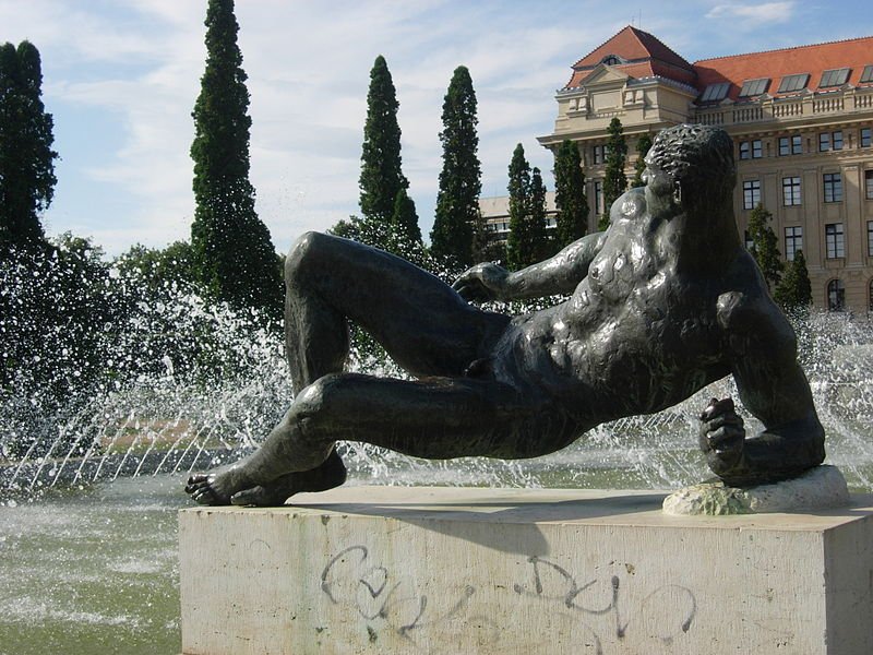 Fountain in front of the main building of the University of Debrecen
