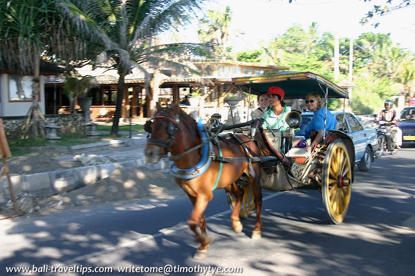 A ride in the dokar, a pony cart, in Kuta