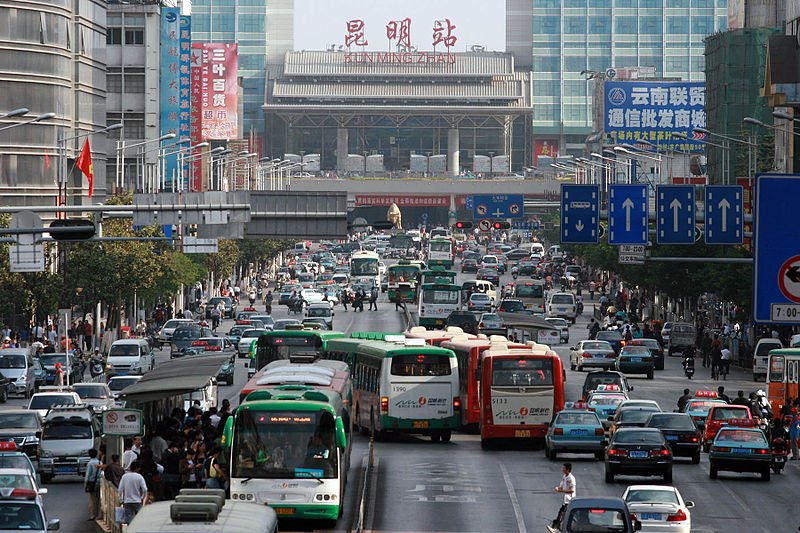 Downtown Kunming, at the main railway station