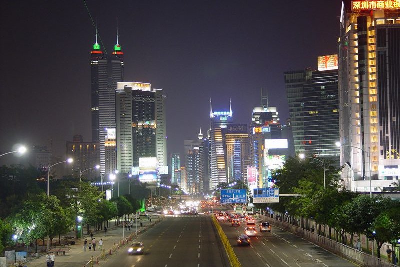 Downtown Shenzhen at night