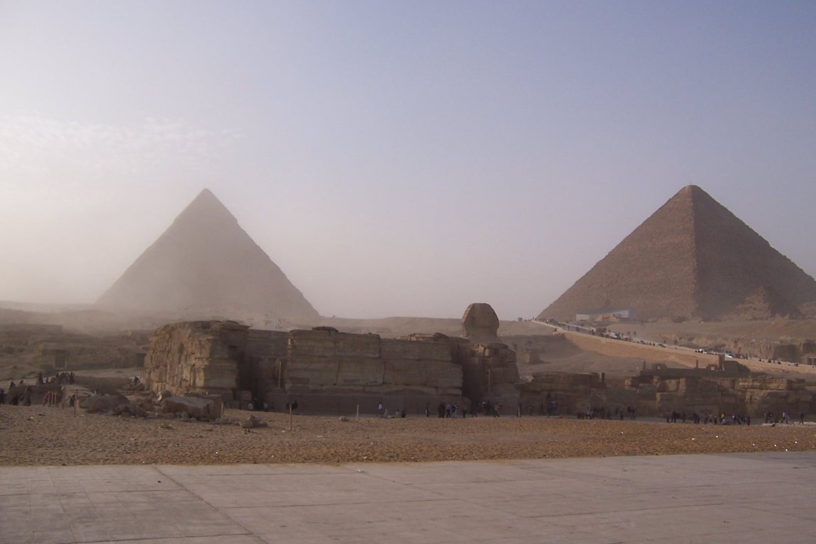 A dusty view of the Giza Plateau