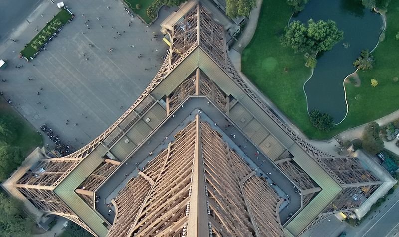 Eiffel Tower, as seen from above