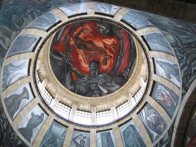 El Hombre de Fuego (Man of Fire), a mural by José Clemente Orozco at Hospicio Cabañas