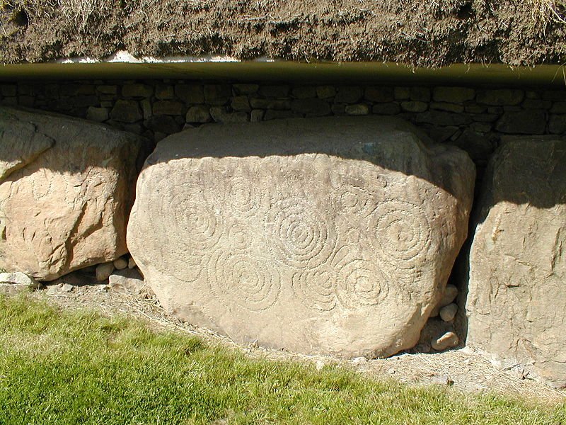 Engraved stone at Dowth, near Newgrange, Ireland