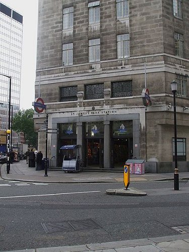 Entrance to St James's Park Tube Station at the Broadway