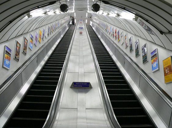 Escalators at Moorgate Tube Station