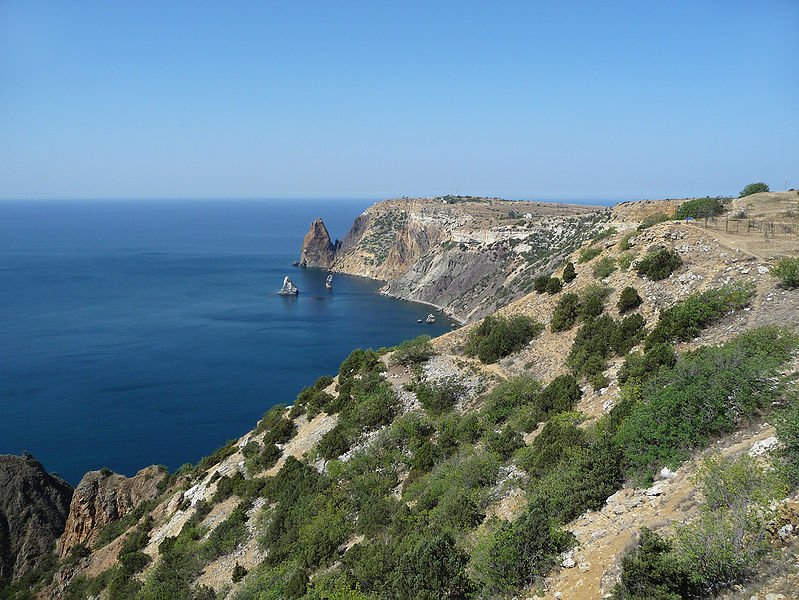 Fiolent Rock Formation, Sevastopol, Crimean Peninsula, Ukraine, with view of the Black Sea