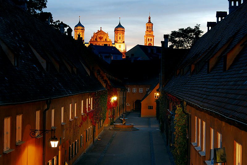 Fuggerei, Augsburg, in the evening