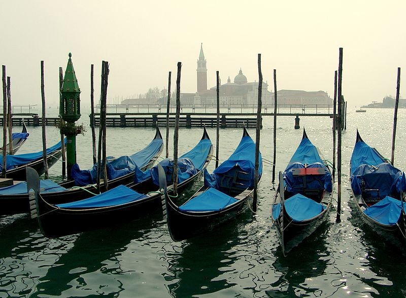 Gondolas with the Church of San Giorgio Maggiore in the background