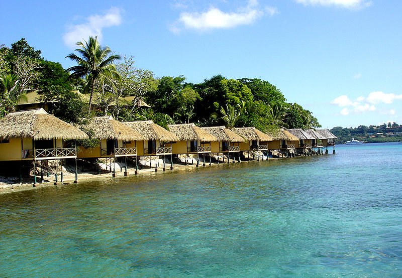 Resort bungalows on Iririki Island, Vanuatu