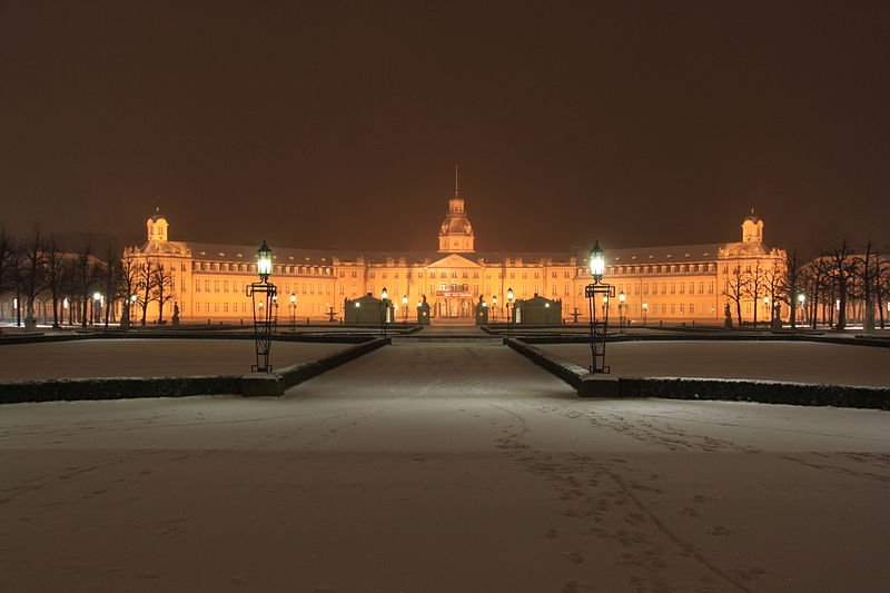 Karlsruhe Palace (Karlsruher Schloss) on a winter night