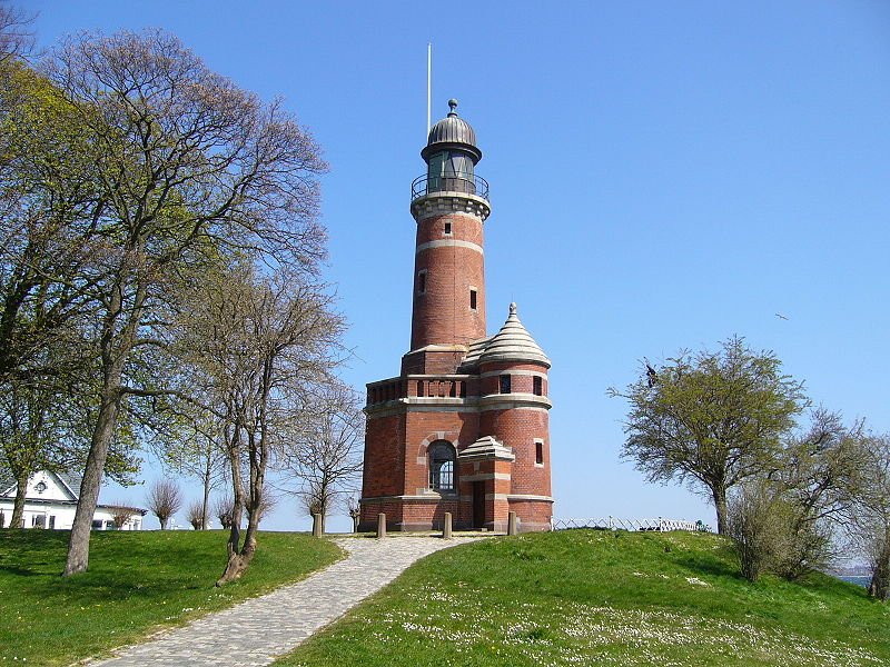 The Kiel-Holtenau Lighthouse that marks the entrance to the Nord-Ostsee-Kanal