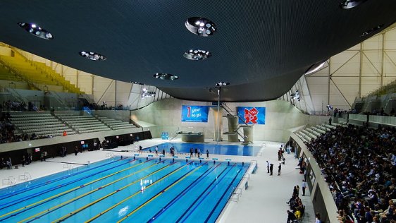 The London Aquatics Centre during its unveiling ceremony
