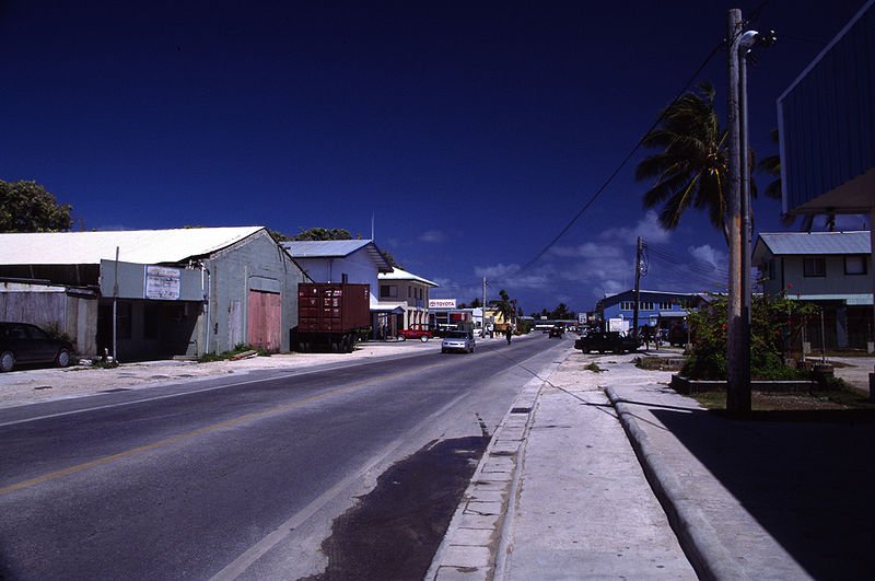 The main road in Majuro, in the Marshall Islands