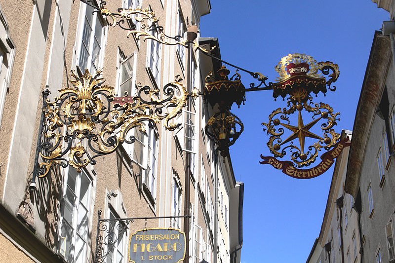 Ornamental sign, Getreidegasse, Salzburg