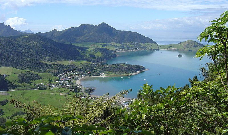 Panorama of Whangarei at Bream Head, New Zealand