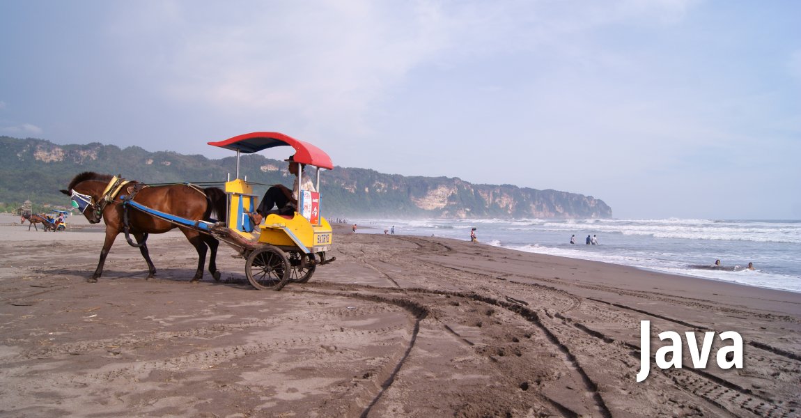 Horse cart at Parangtritis Beach in Yogyakarta, Java