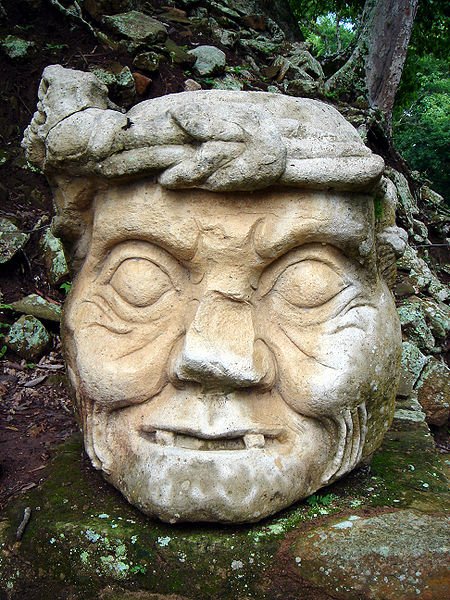 Pauahtun head in the Maya site of Copán