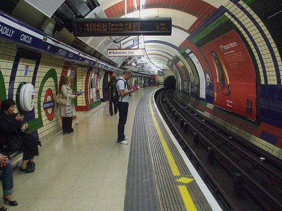 Platform level at Piccadilly Circus Tube Station