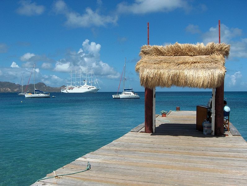 Ponton de Saline Bay, Mayreau island, the Grenadines