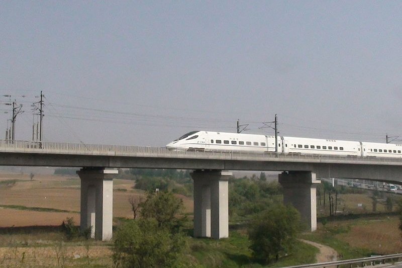 High-speed CRH5 train on Qinshen Passenger Dedicated Line, Liaoning Province