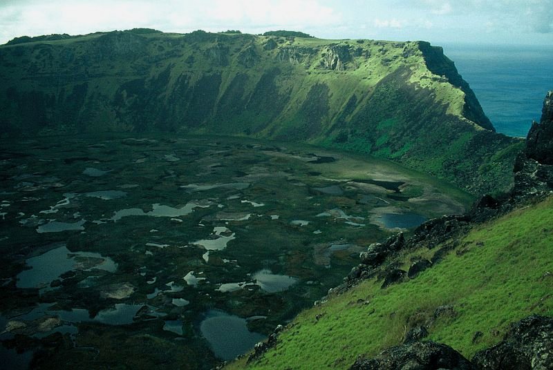 Freshwater lake at Rano Kau, Easter Island