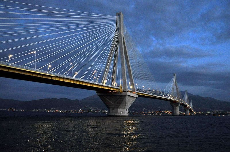 Rio-Antirio Bridge in the evening