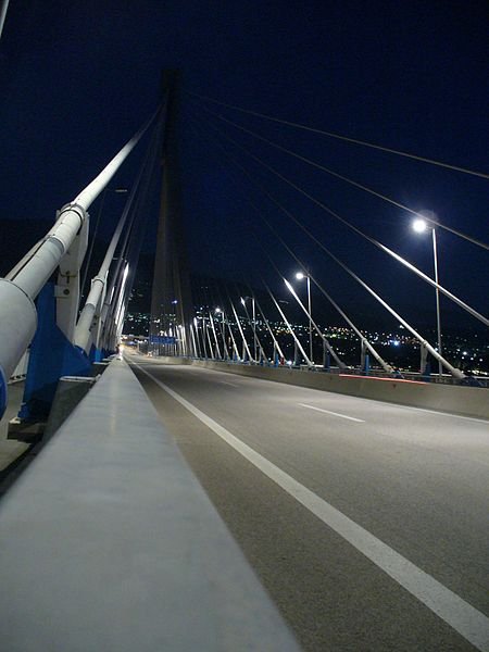 The roadway on the Rio-Antirio Bridge