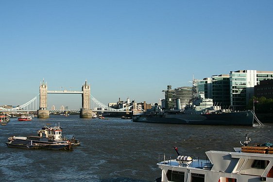 View of River Thames near the Tower Bridge in London