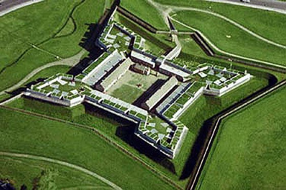 Aerial view of reconstructed Fort Stanwix