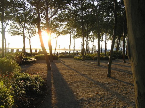 Battery Park at sunset